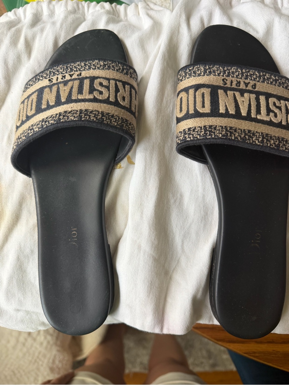 Dior Black and Beige Logo Slide Sandal - Picture 10 of 11